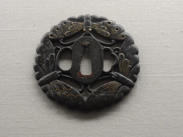 日本刀 鍔 一枚は在銘 信家、金象嵌、透かし ３枚セット - 工芸品